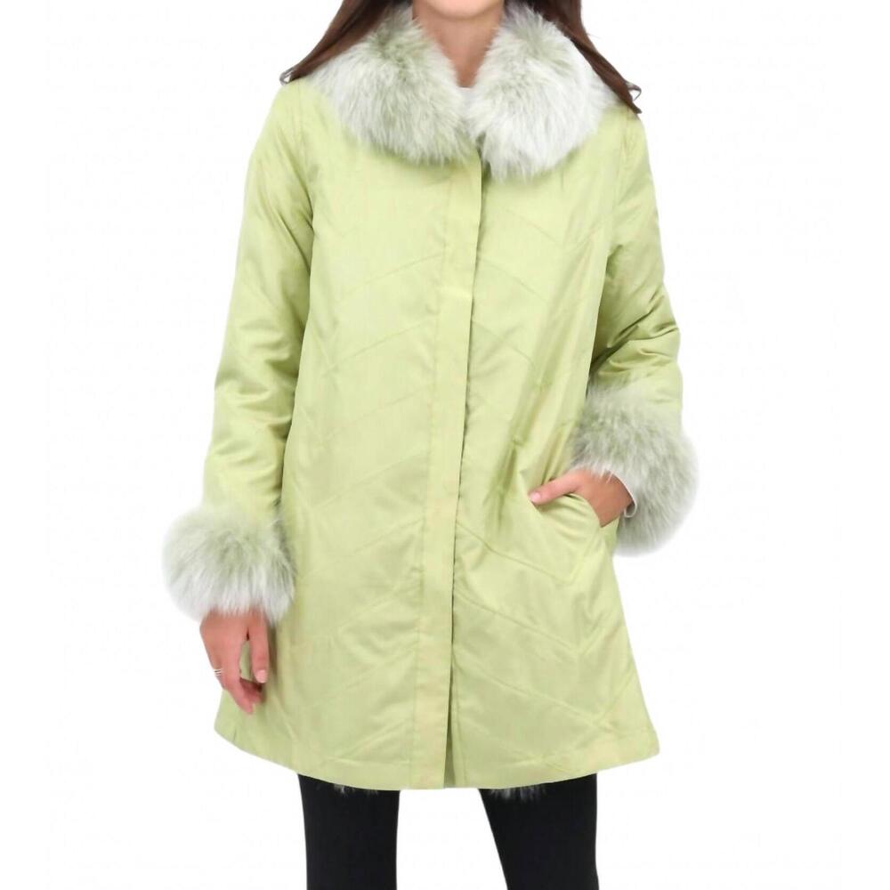NEW DIOMI audrey reversible travel coat in pistachio